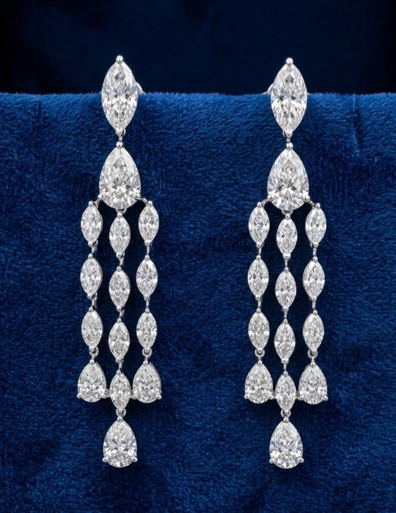 Marquise diamond chandelier earrings
